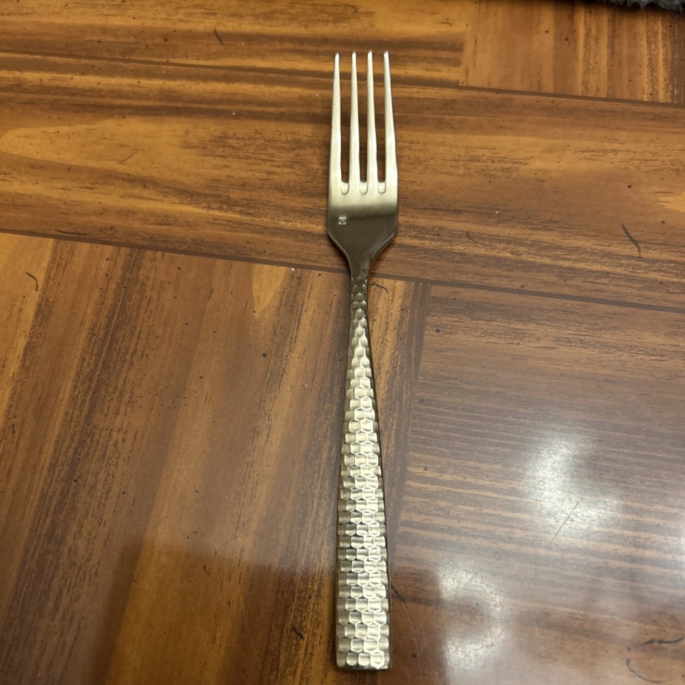 Fortessa Lucca Faceted Brushed Gold Salad Fork Honeycomb Hammered Stainless‎
